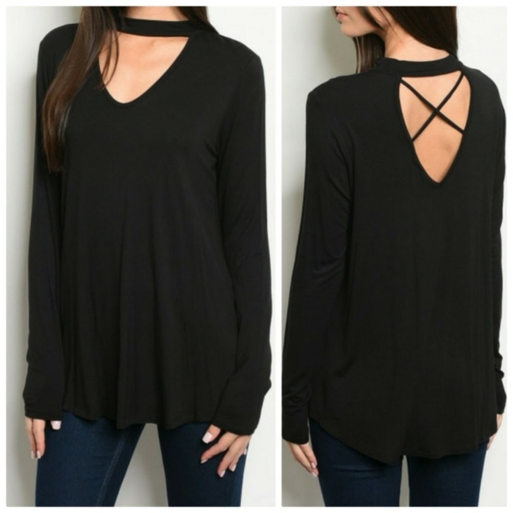 ➖SALE➖ ABBY CRISSCROSS LS TOP IN BLACK